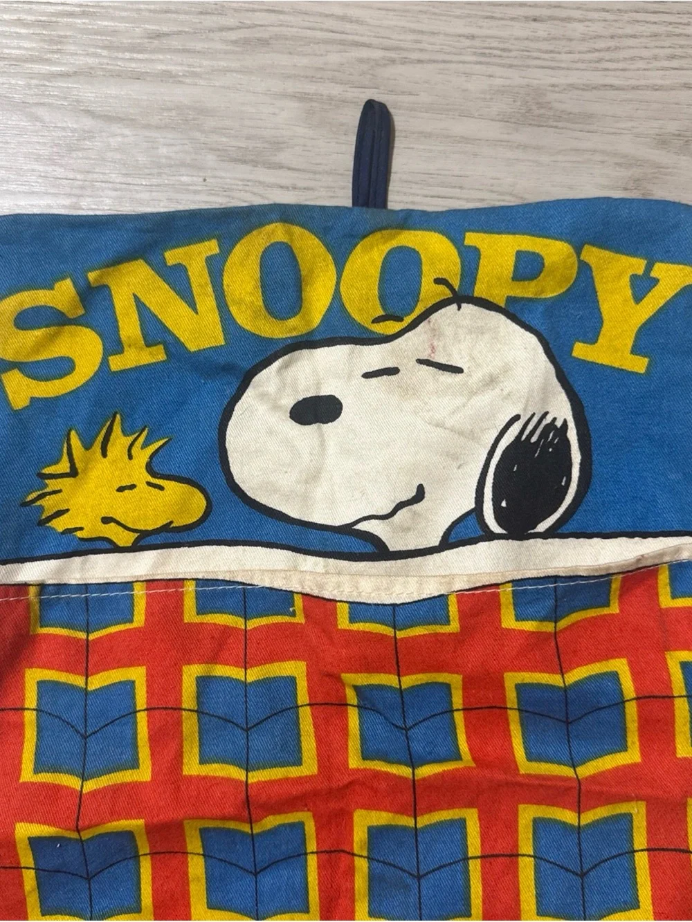 Vintage Snoopy & Woodstock Cotton Wall Hanging Organizer